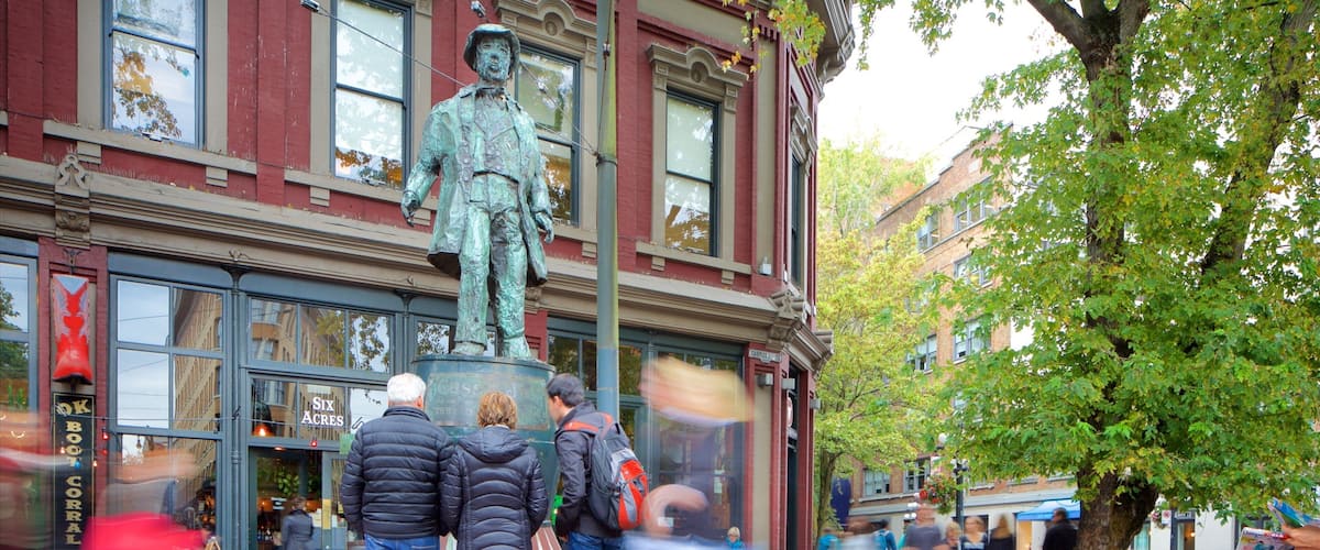 Gassy Jack Statue featuring heritage architecture, a statue or sculpture and street scenes