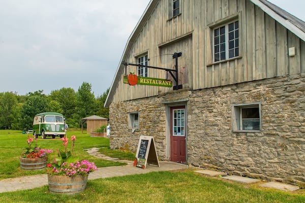 County Cider Company showing signage, flowers and farmland