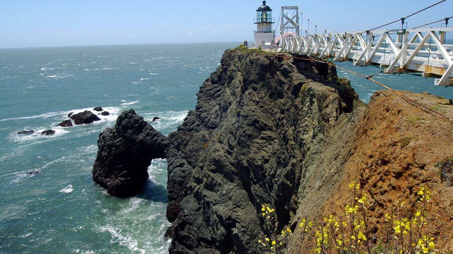 The lighthouse is located at Point Bonita on the San Francisco Bay entrance in the Marin Headlands near Sausalito. The Point Bonita light was the last manned lighthouse on the California coast.