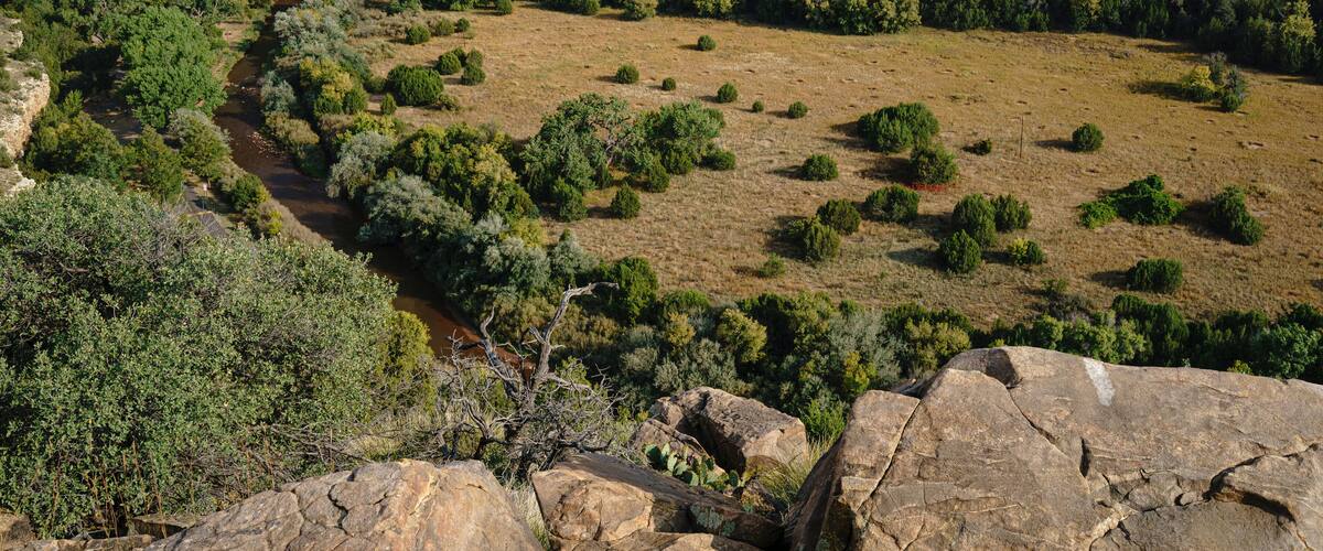 Looking down upon the Pecos River, Villanueva State Park, New Mexico