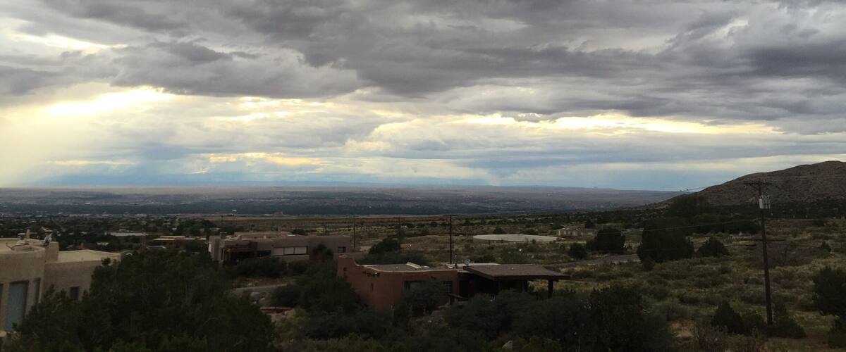 Typically gorgeous sunset in Albuquerque during the late-summer monsoon season. Never fails to amaze!