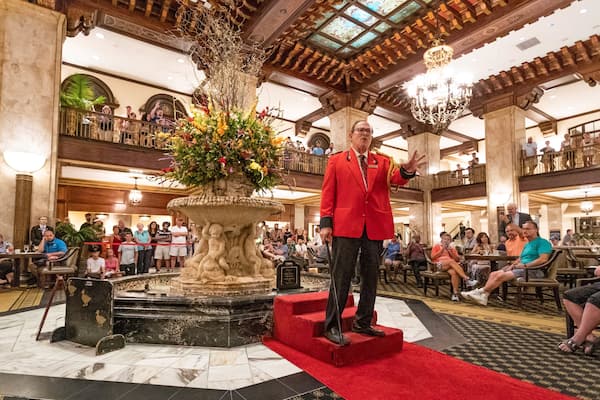 Peabody Ducks showing performance art as well as a large group of people