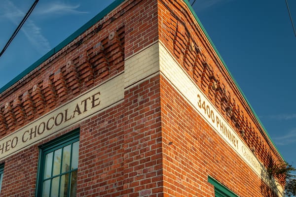 Theo Chocolate Factory featuring signage