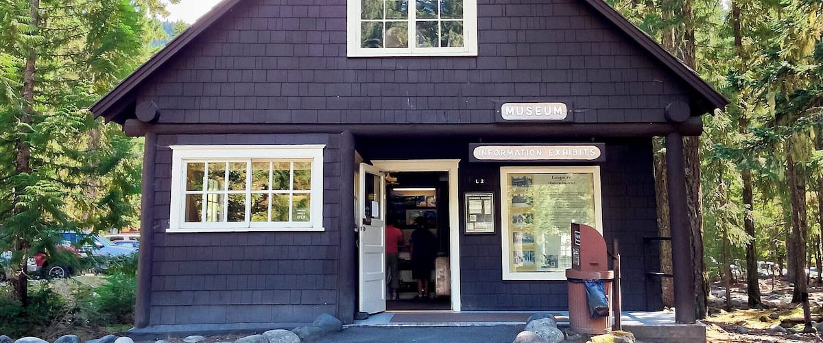 The park's first administration building dates from 1916 and now houses the Longmire Museum and Visitors Center.  It was built in the Parkitecture style - a rugged, often hand-built style, designed to blend in naturally with the environment.  This style is common among many western US Parks, including Mount Rainier, Yellowstone and Yosemite.