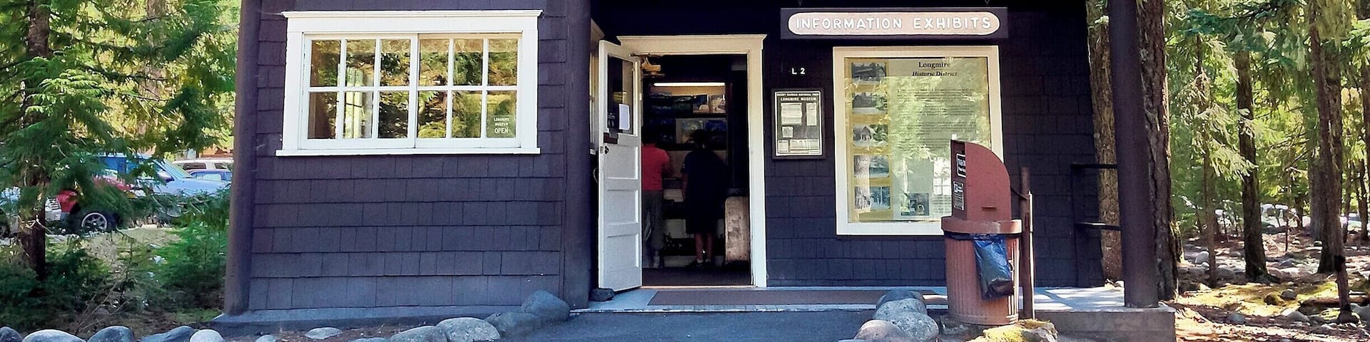 The park's first administration building dates from 1916 and now houses the Longmire Museum and Visitors Center. It was built in the Parkitecture style - a rugged, often hand-built style, designed to blend in naturally with the environment. This style is common among many western US Parks, including Mount Rainier, Yellowstone and Yosemite.