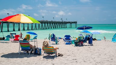 Venice Fishing Pier featuring general coastal views and a beach as well as a couple