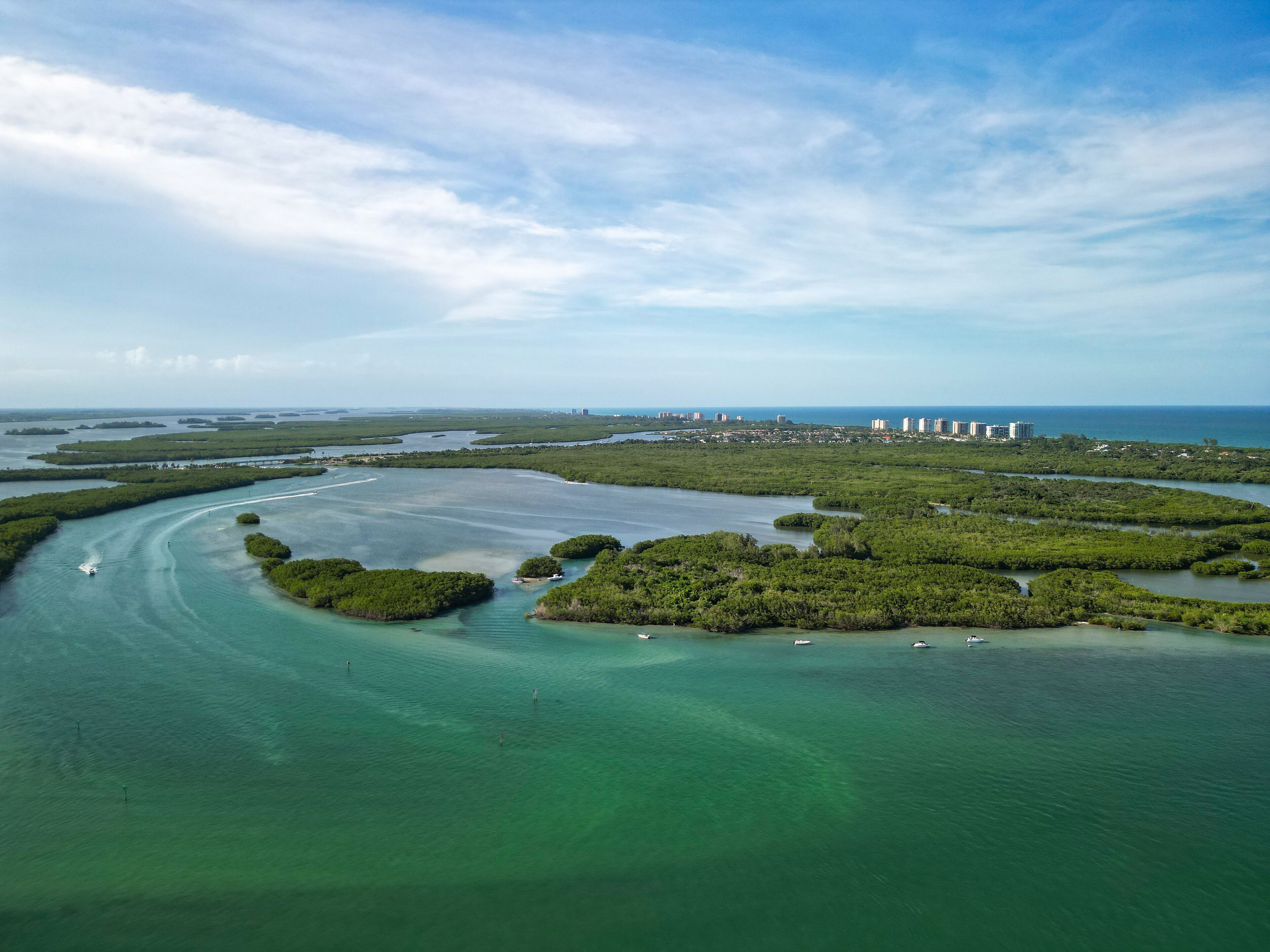 View over Fort Pierce Inlet State Park on the Treasure Coast of Florida in St. Lucie County	