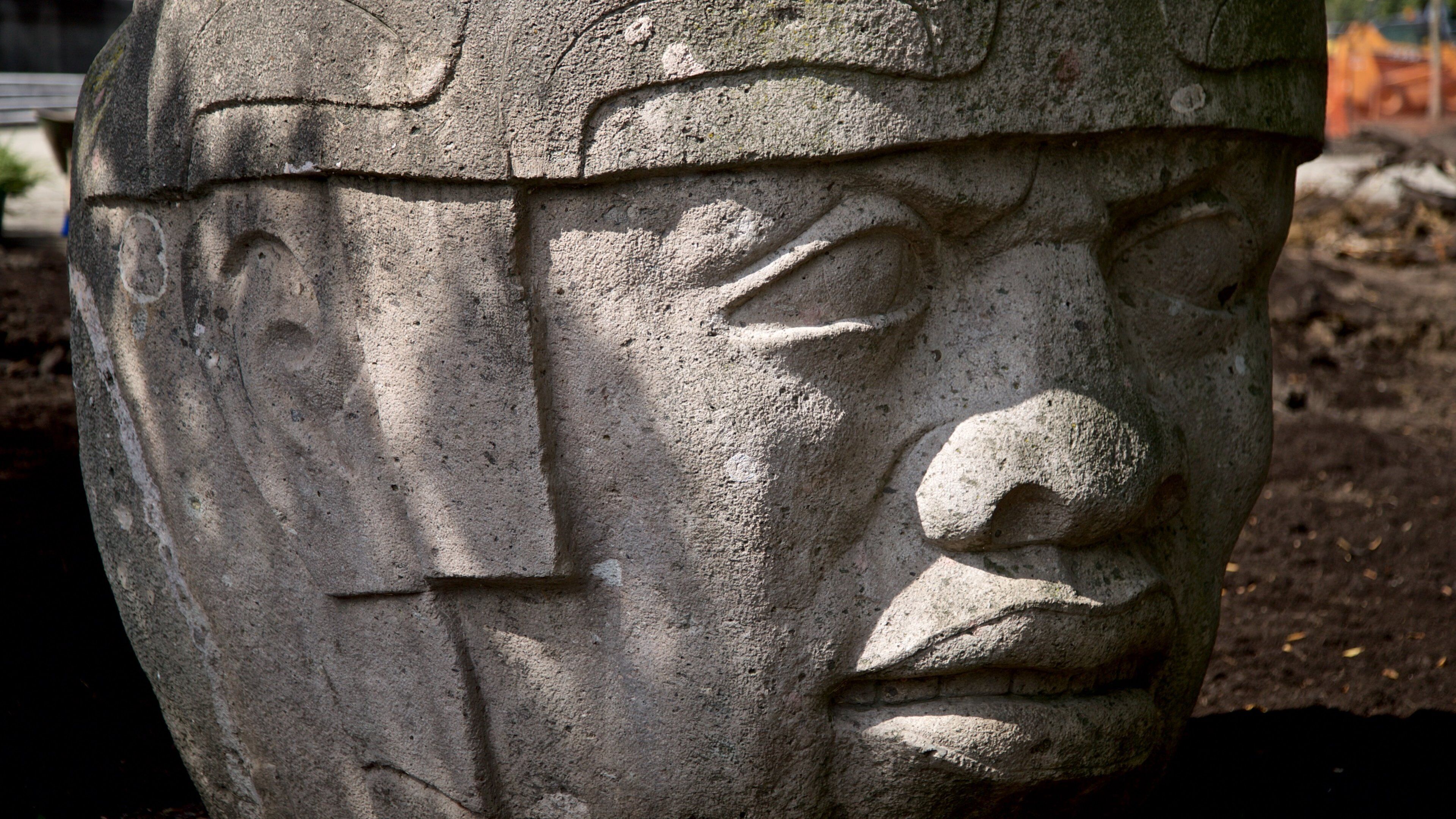 Olmec Head No 8 which includes outdoor art