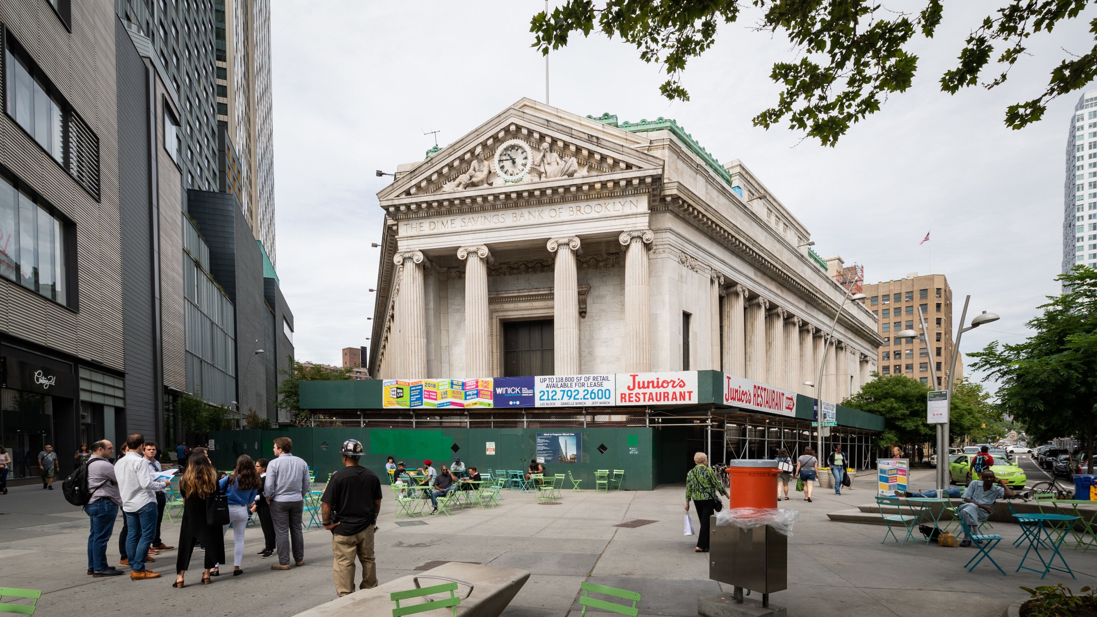 Dime Savings Bank which includes an administrative buidling, heritage architecture and street scenes