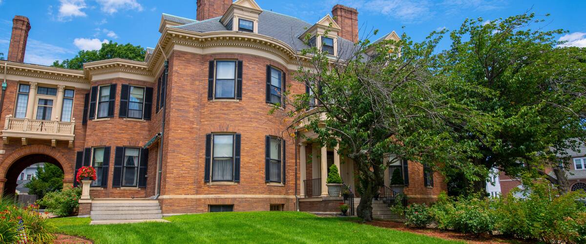 Davenport Memorial House at 70 Salem Street in historic city center of Malden, Massachusetts MA, USA.