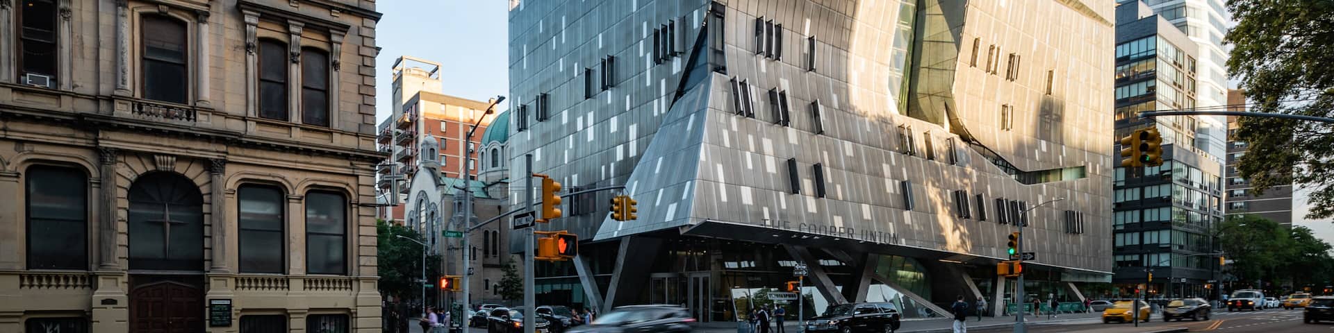 The Cooper Union for the Advancement of Science and Art showing a city, street scenes and modern architecture