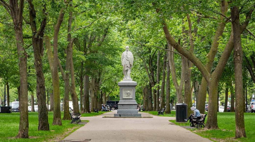 Commonwealth Avenue Mall showing a park and a statue or sculpture