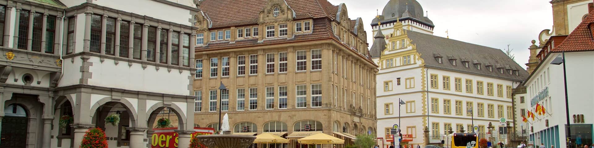 Rathaus featuring a fountain, a square or plaza and heritage architecture