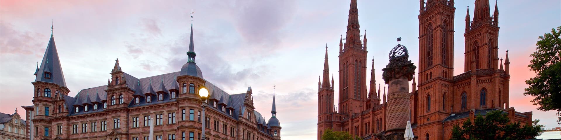 Marktbrunnen 表示 教会あるいは大聖堂, 遺跡 と 夕焼け