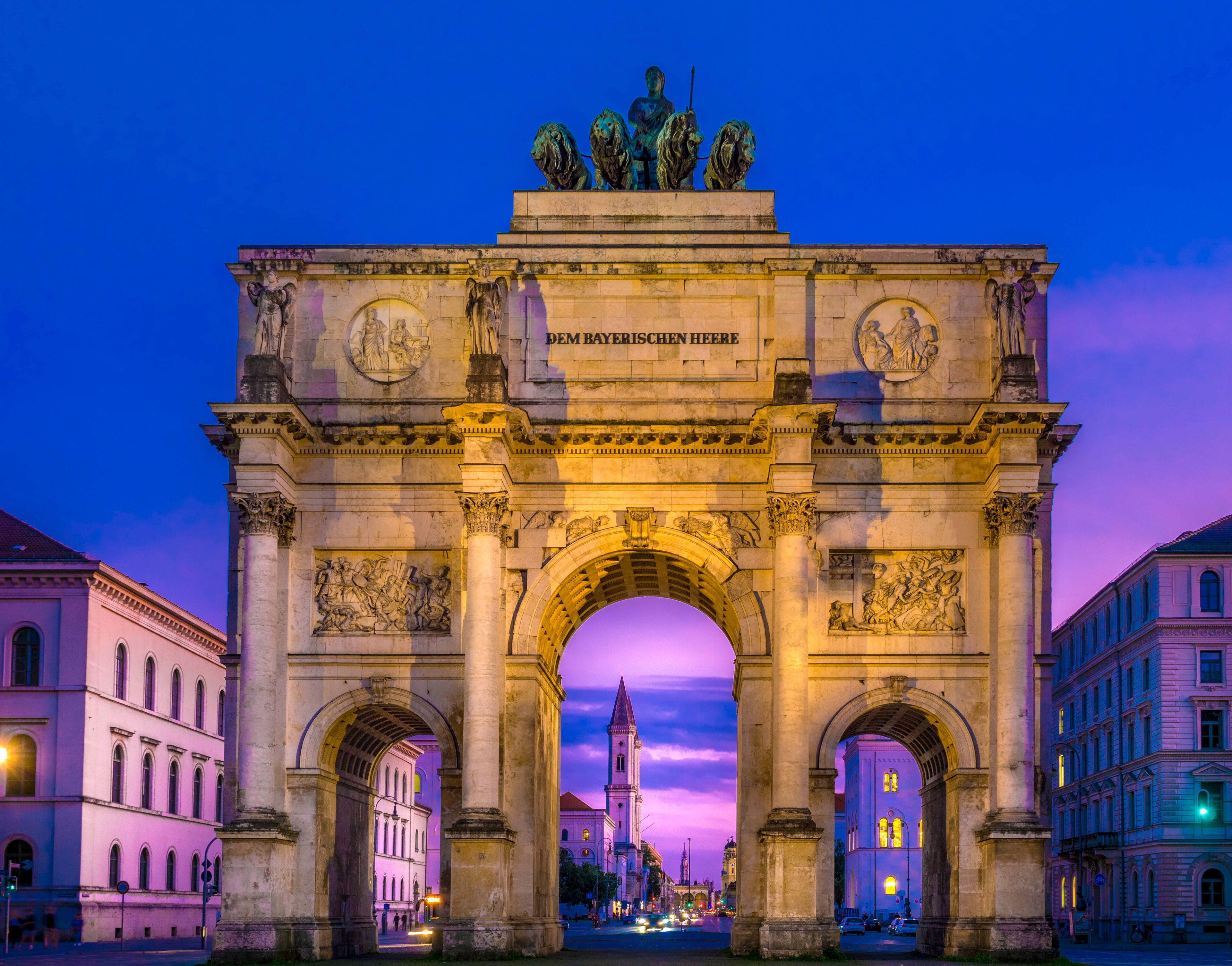 Siegestor in Munich at Night, Bavaria