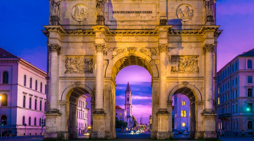 Siegestor in Munich at Night, Bavaria