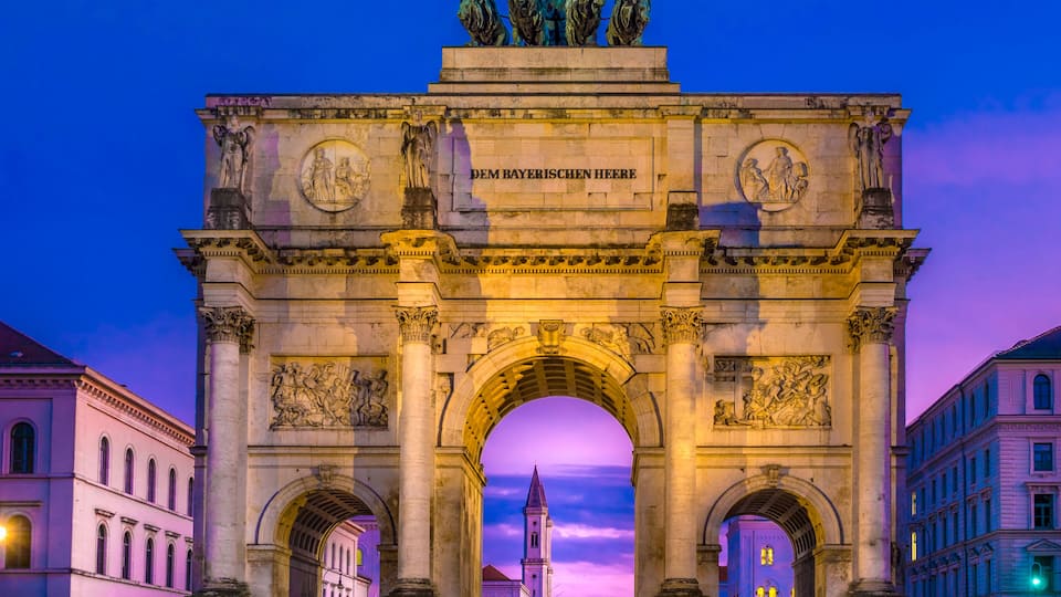 Siegestor in Munich at Night, Bavaria