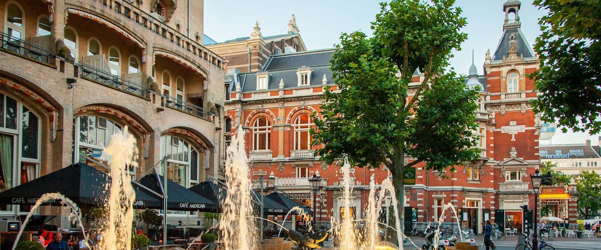 Amsterdam American Hotel featuring a city, heritage elements and a fountain