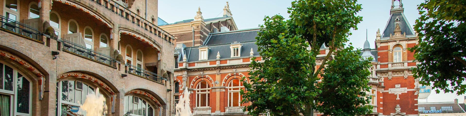 Amsterdam American Hotel featuring a city, heritage elements and a fountain