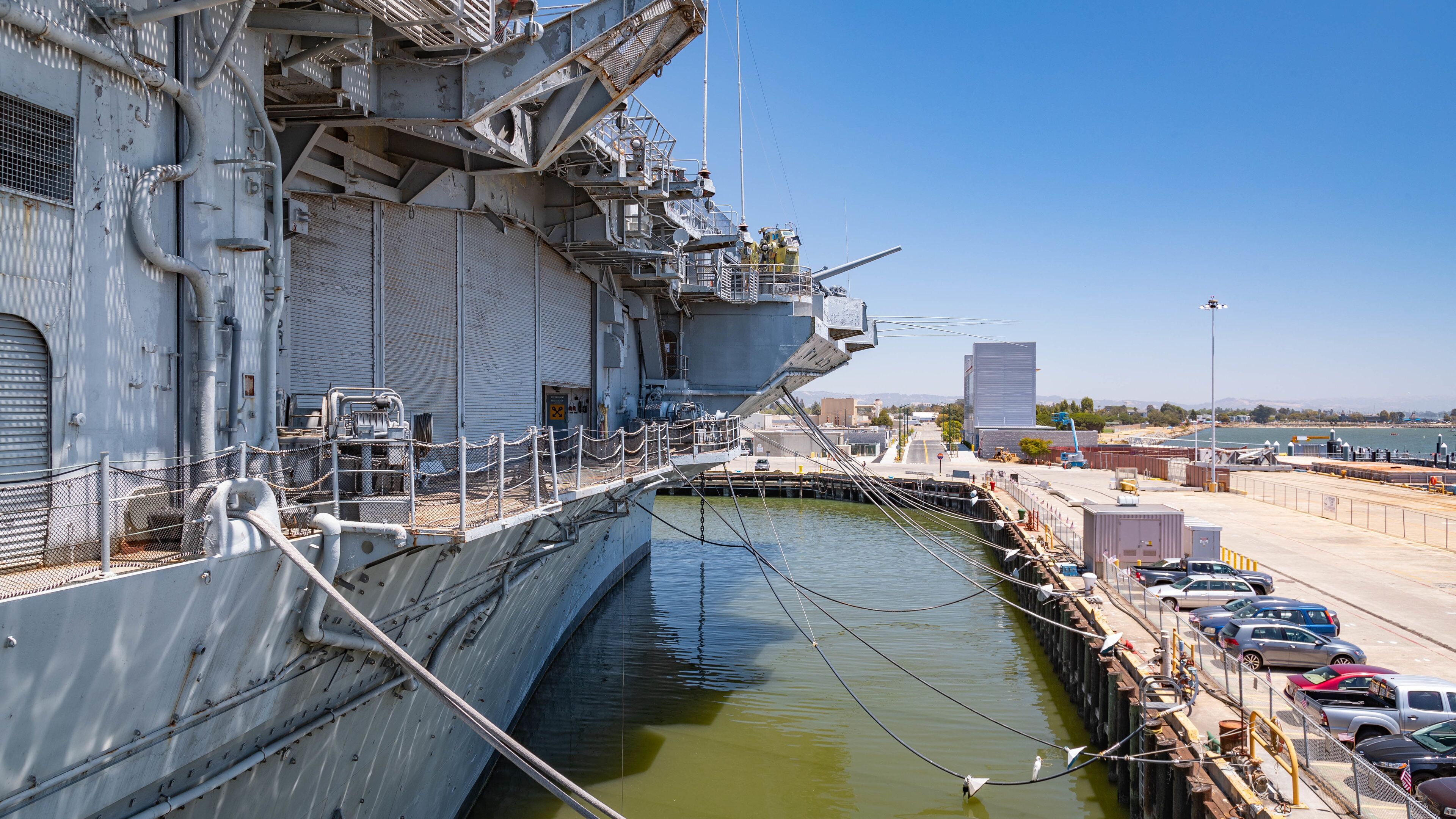 USS Hornet Museum showing a marina