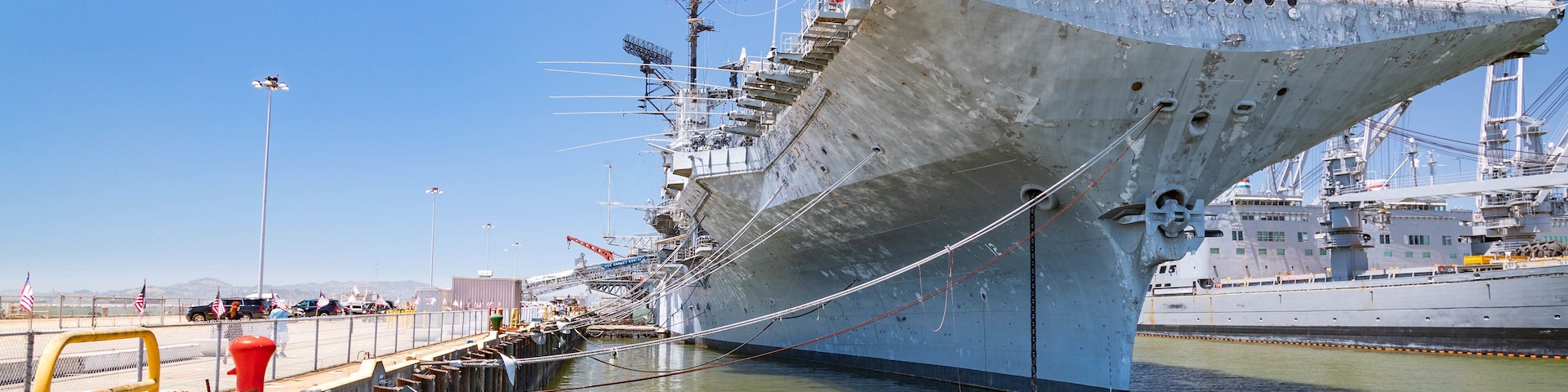 USS Hornet Museum showing a marina