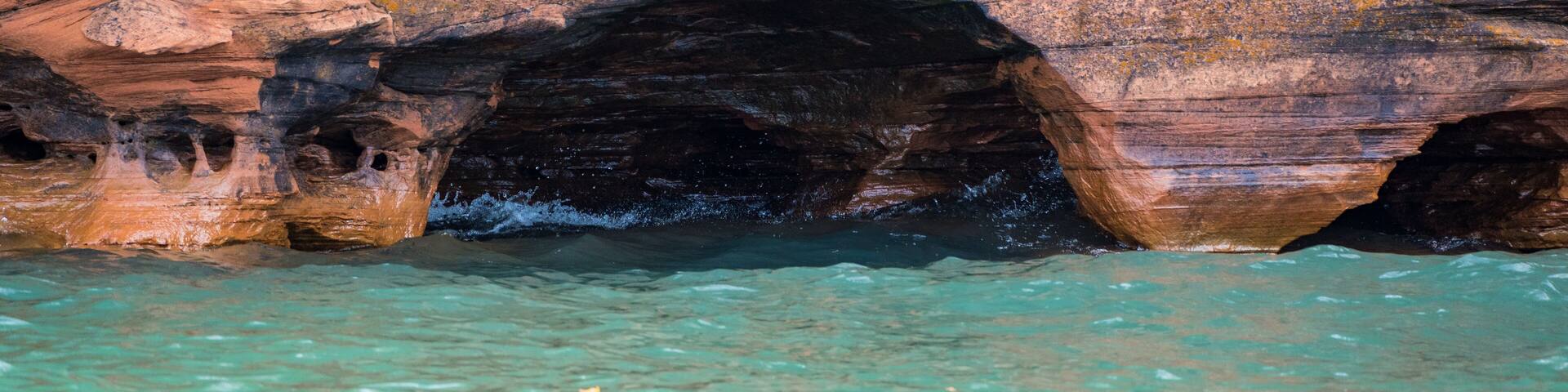 Apostle Islands mainland sea caves along the Bayfield Peninsula along Lake Superior in Wisconsin