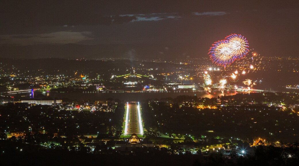 Mount Ainslie featuring night scenes, landscape views and a city