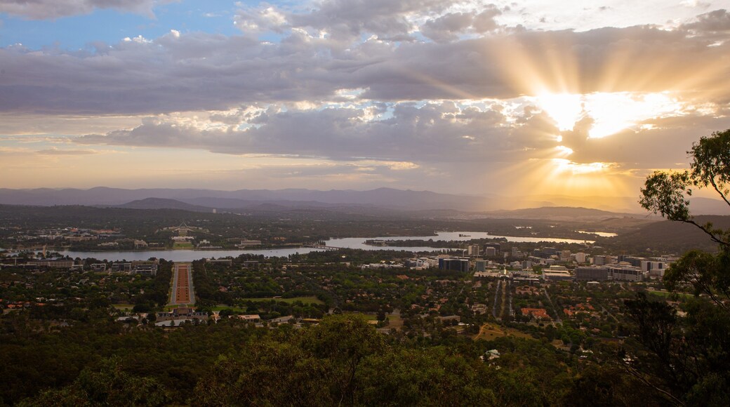 Mount Ainslie featuring a city, landscape views and a sunset