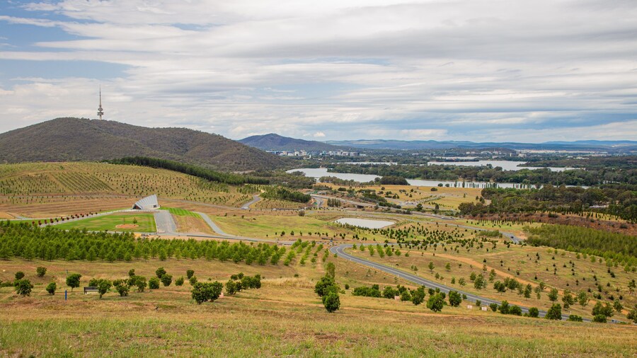 National Arboretum Canberra which includes farmland, landscape views and tranquil scenes