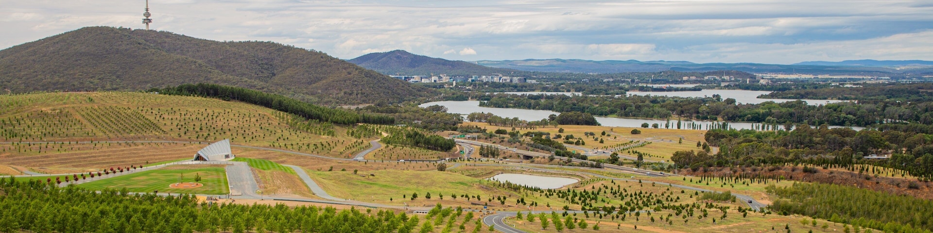 National Arboretum Canberra which includes farmland, landscape views and tranquil scenes