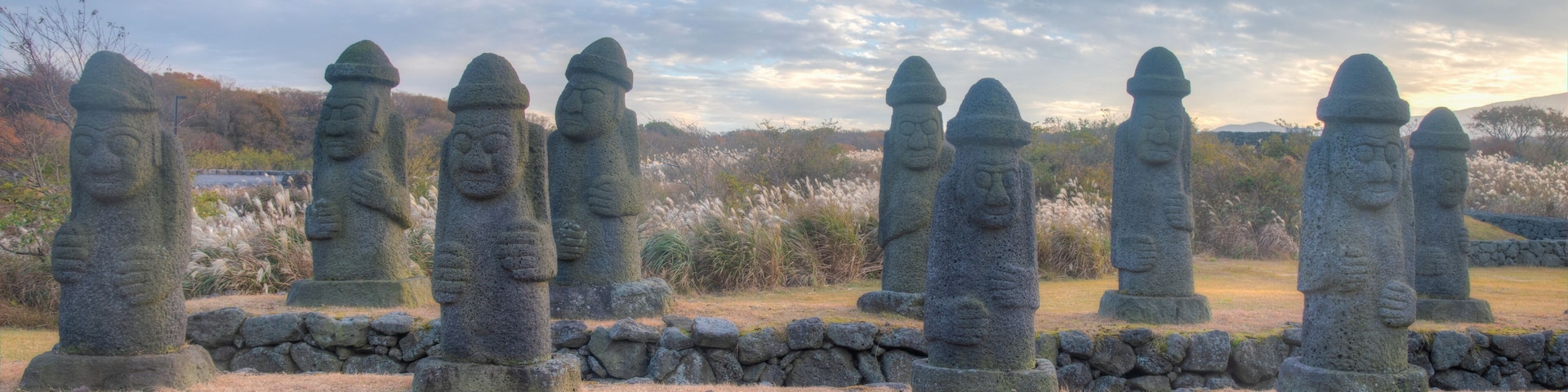 Dol hareubang statues at Jeju stone park, Republic of Korea