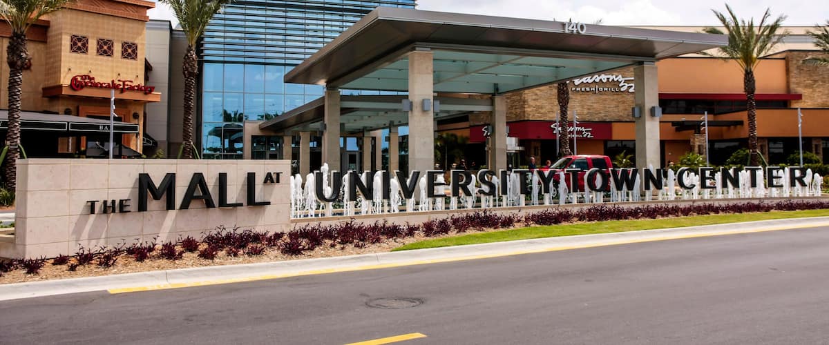 EJETFA The official entrance at the new Mall at University Town Center located just off I-75 on University Parkway in Sarasota Floria