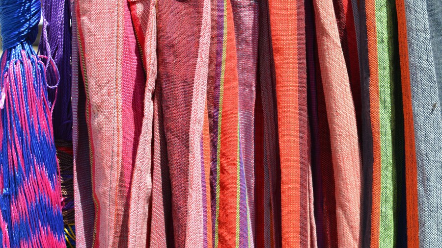 Colorful hammocks for sale in San Ignacio Saturday market