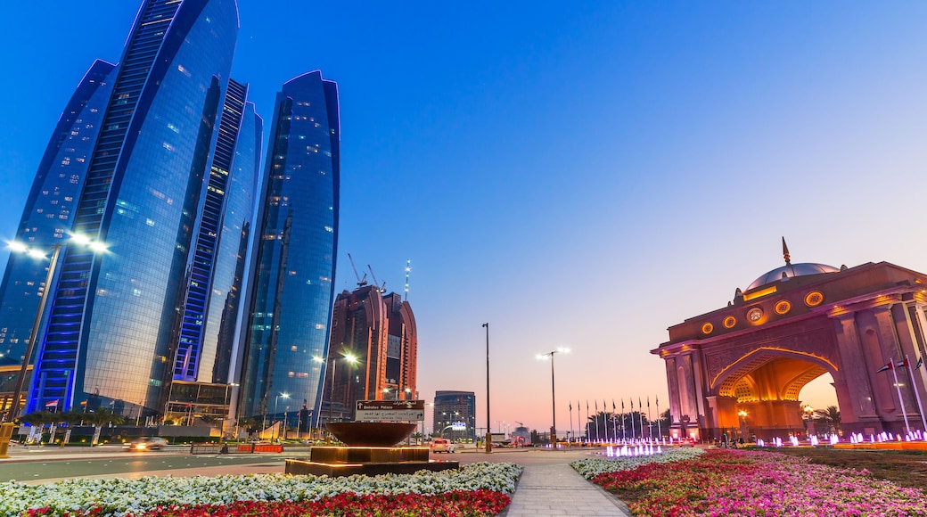 Streets of Abu Dhabi at dusk, capital of United Arab Emirates