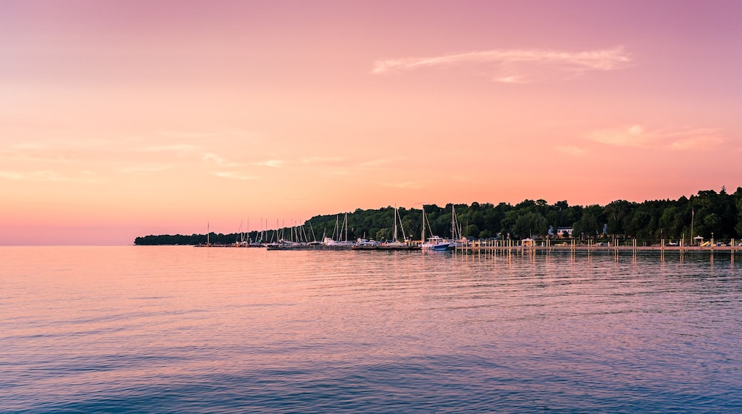 Beautiful lake sunset on Eagle Harbor near Ephraim in Door County, Wisconsin.