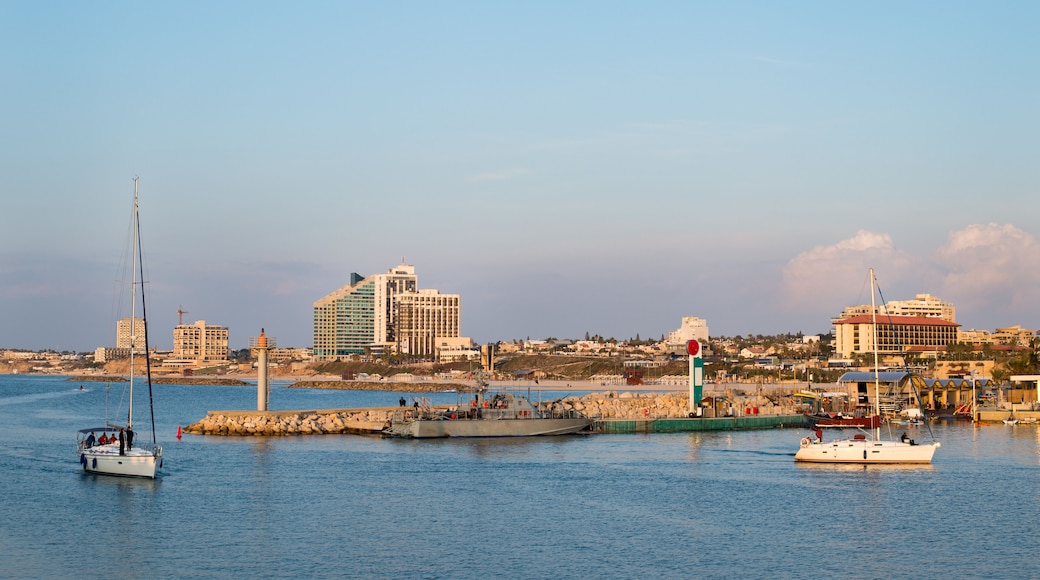 Panorama of Marina Herzliya israel at sun set.