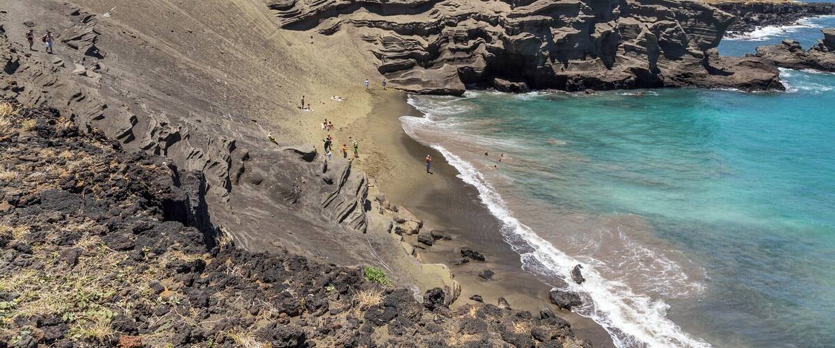 A cool Green Sand Beach is a 2 (?) mile hike from South Point on the Big Island.
#lifeatexpedia