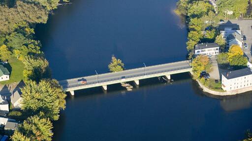 The Saco River adjoining the two towns of Biddeford and Saco in Maine