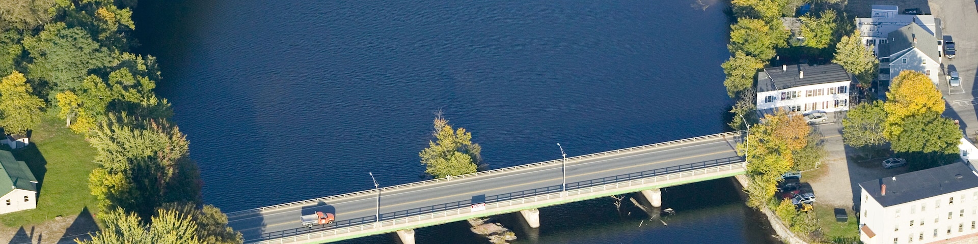 The Saco River adjoining the two towns of Biddeford and Saco in Maine