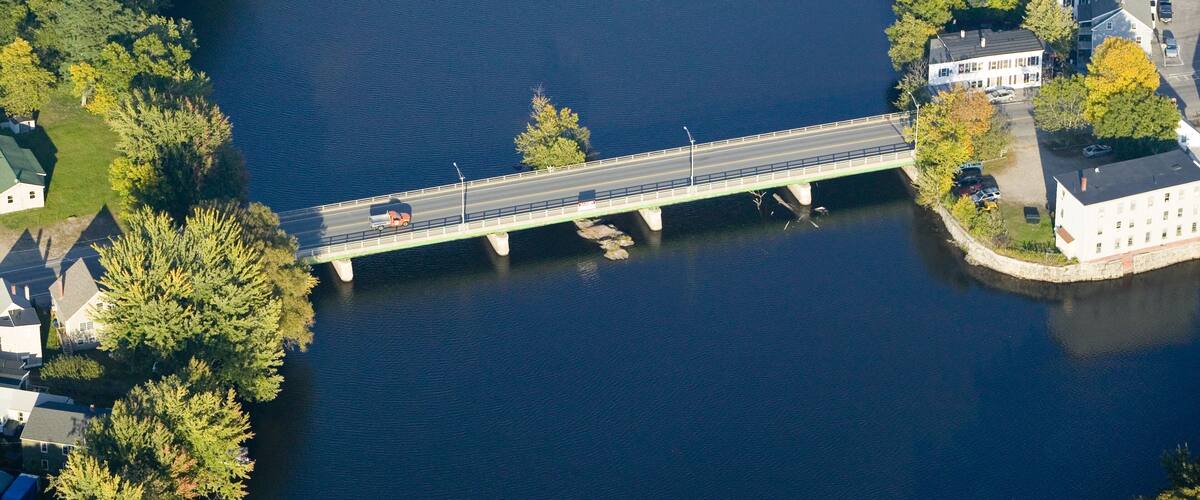 The Saco River adjoining the two towns of Biddeford and Saco in Maine