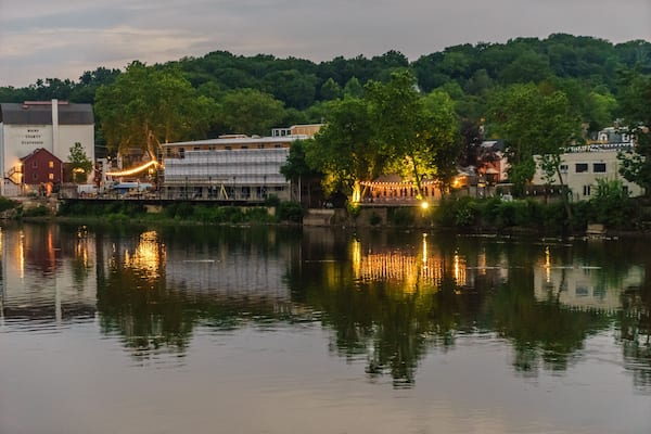 Delaware river at summer from Historic New Hope, PA