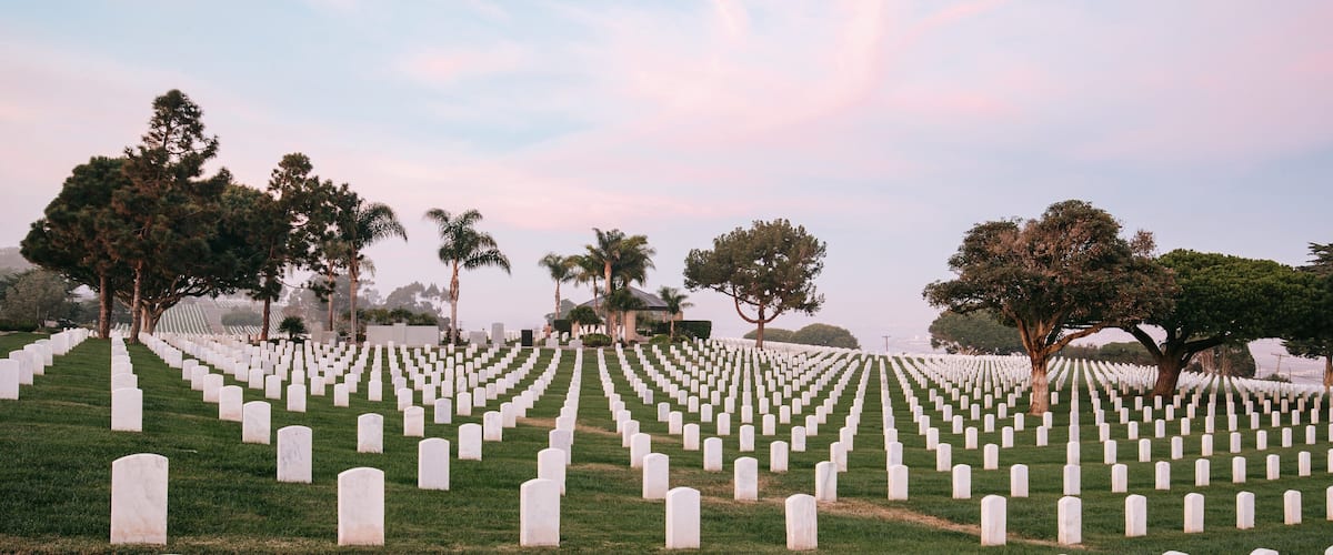 Fort Rosecrans National Cemetery showing a cemetery and military items