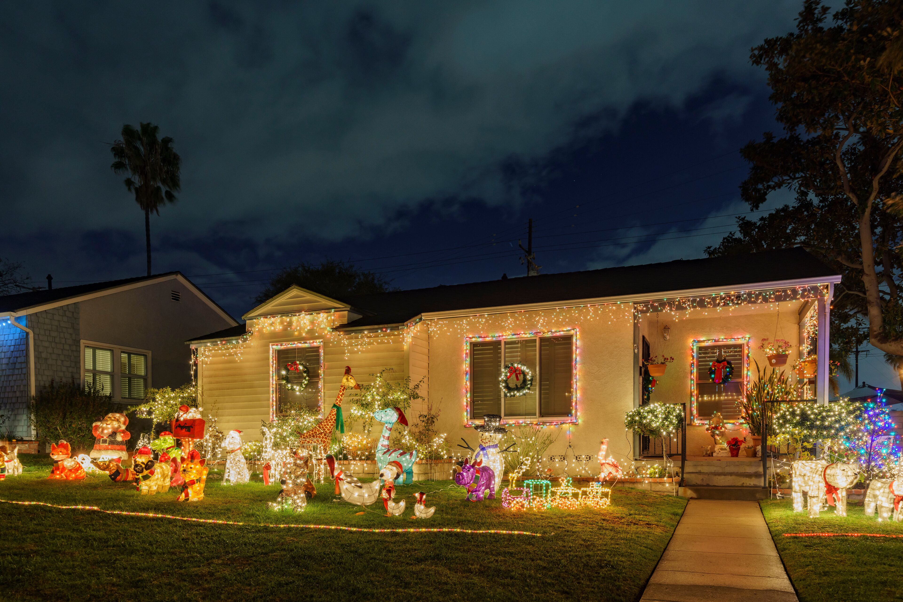 Night view of beautiful Christmas in Candy Cane Lane