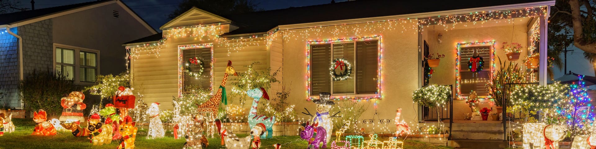 Night view of beautiful Christmas in Candy Cane Lane