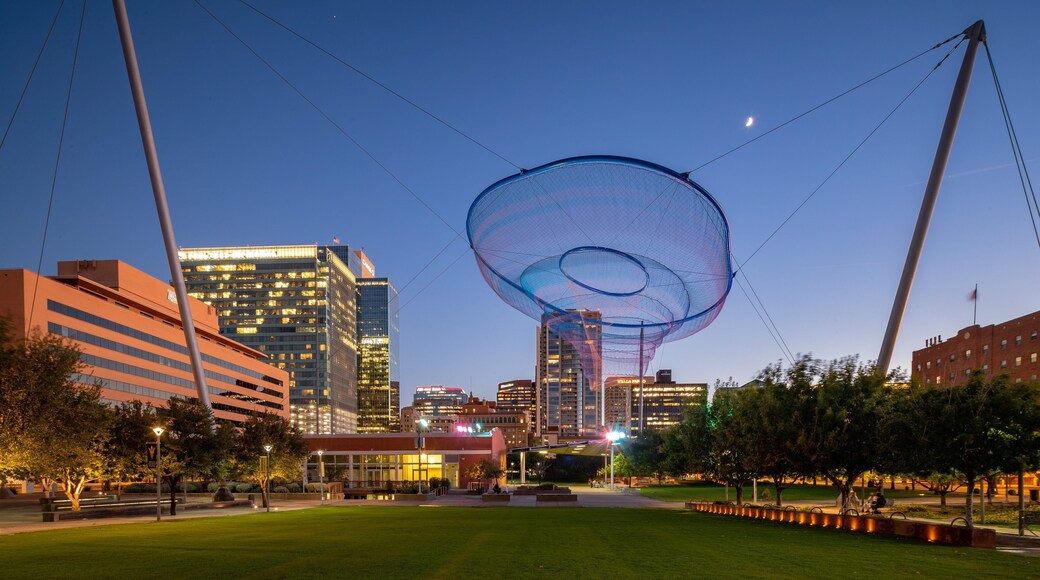 Civic Space Park featuring a garden, a city and night scenes