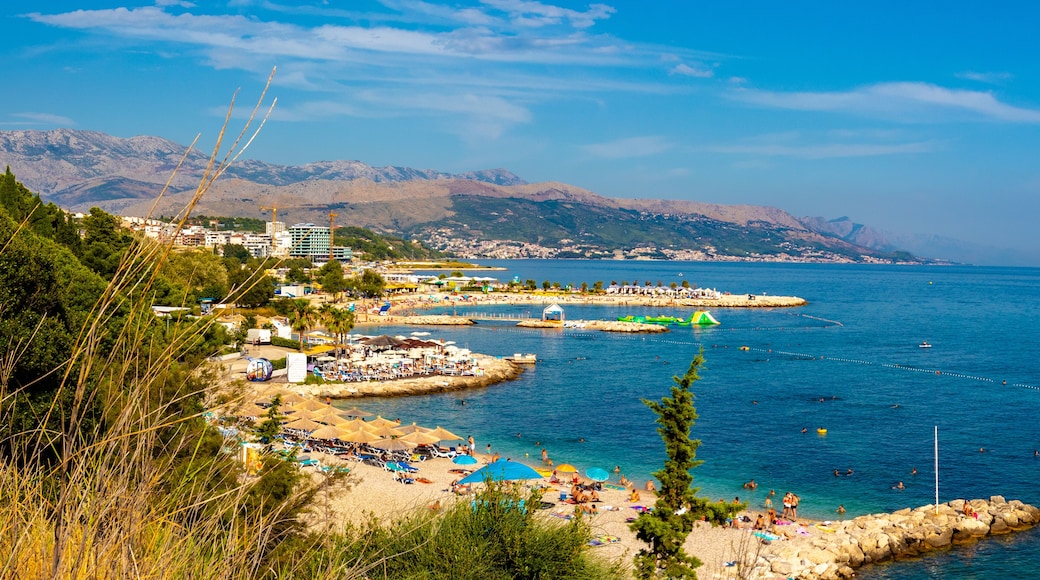 Popular turist beach trstenik znjan, summer people swimming having fun
