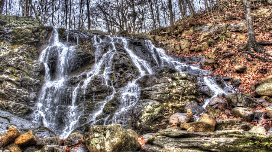 Ramapo Valley County Reservation Waterfall in Fall. Mahwah, New Jersey