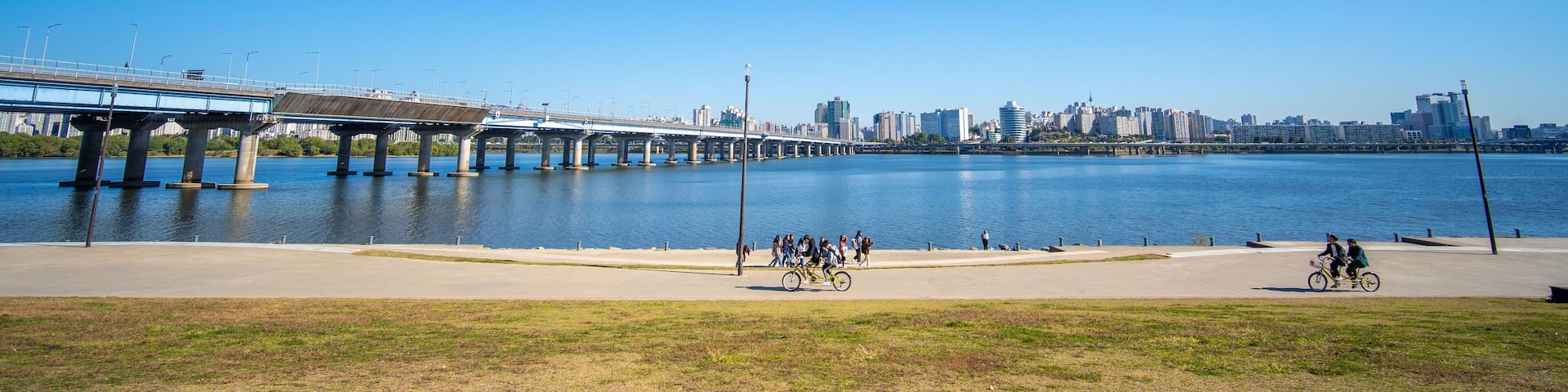 SEOUL, SOUTH KOREA -OCTOBER 19, 2018 : Seoul Hangang Park at Yeouido with Relaxation on the Han River in public.