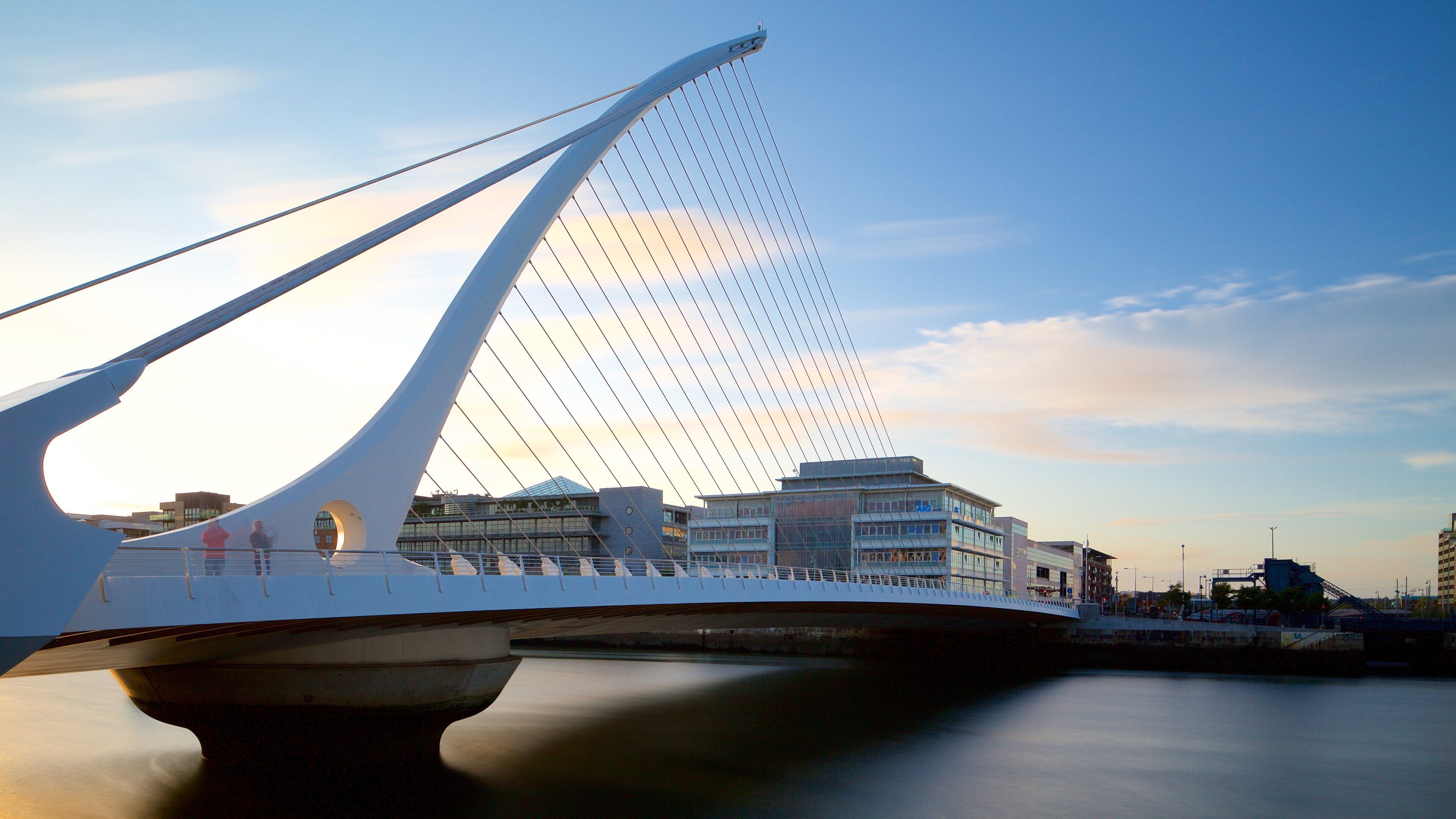 Dublin som inkluderar en bro, nattliv och en å eller flod