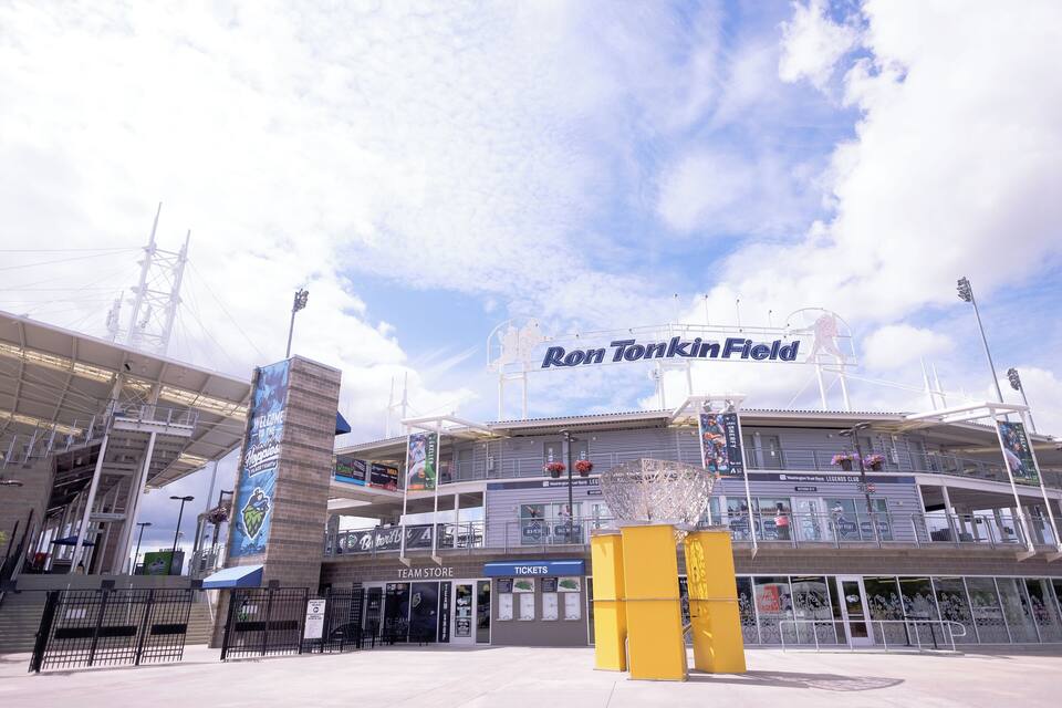 Ron Tonkin Field stadium with ticket and team store entrances.